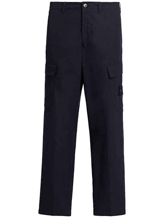 Stone Island: Weatherproof cotton canvas pants - Navy - men_0 | Luisa Via Roma
