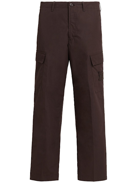 Stone Island: Weatherproof cotton canvas pants - Dark Brown - men_0 | Luisa Via Roma