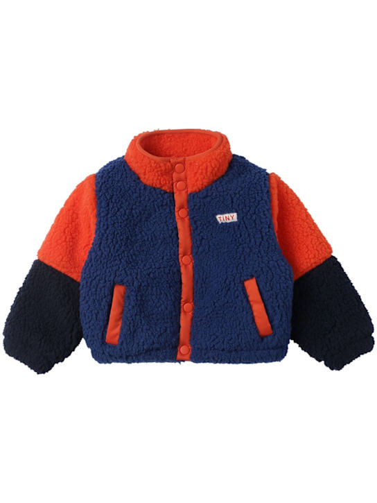 Tiny Cottons: Color block poly teddy jacket - Multicolor - kids-boys_0 | Luisa Via Roma