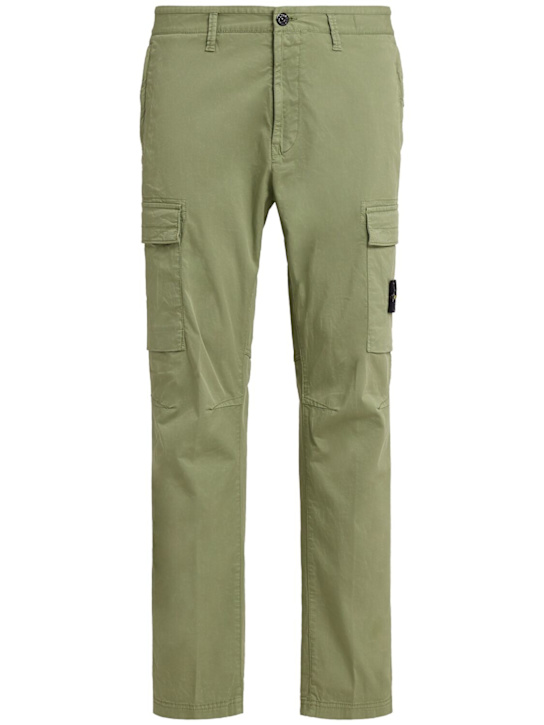 Stone Island: Hose aus Stretch-Baumwolltwill - Sage - men_0 | Luisa Via Roma