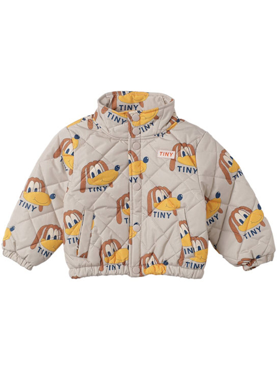 Tiny Cottons: Dog print puffer jacket - Beige - kids-boys_0 | Luisa Via Roma