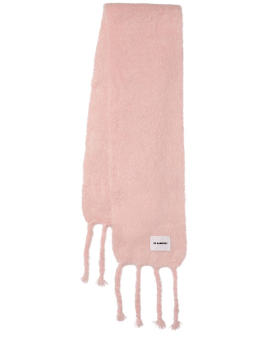 Jil Sander: Logo mohair blend scarf - Pink - women_0 | Luisa Via Roma