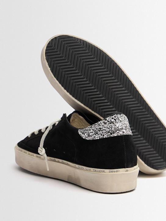 Golden Goose: Hi Star suede & glitter sneakers - Black/Silver - women_1 | Luisa Via Roma