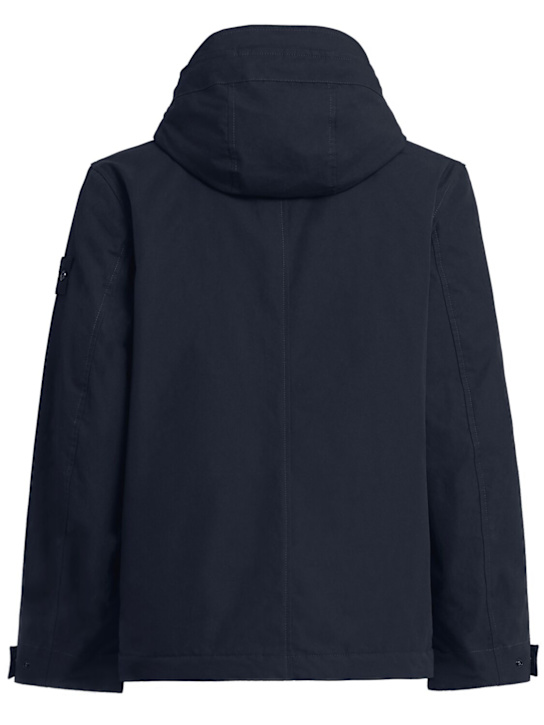 Stone Island: Weatherproof cotton canvas short parka - Navy - men_1 | Luisa Via Roma