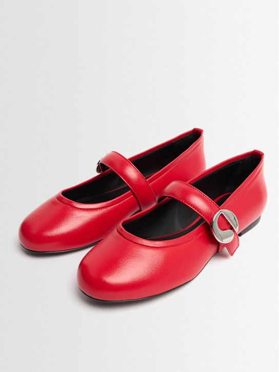 Coperni: Belted leather ballerina flats - Red - women_1 | Luisa Via Roma