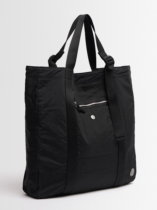 Stone Island: Coated nylon tote bag - Black - men_1 | Luisa Via Roma