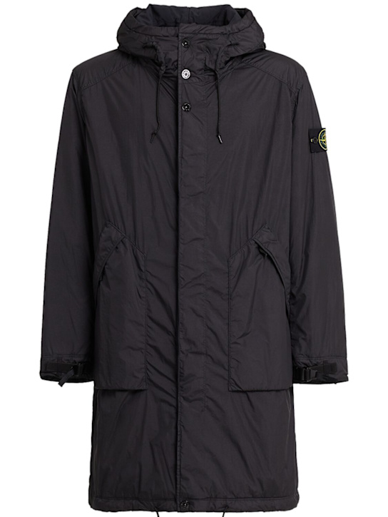 Stone Island: Long nylon parka - ブラック - men_0 | Luisa Via Roma