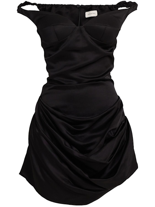 Magda Butrym: Vestido mini drapeado de mezcla de viscosa - Negro - women_0 | Luisa Via Roma