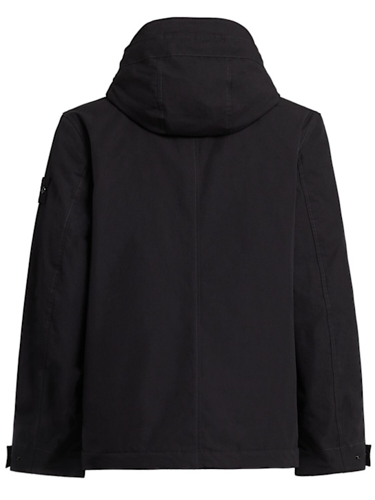 Stone Island: Weatherproof cotton canvas short parka - Black - men_1 | Luisa Via Roma