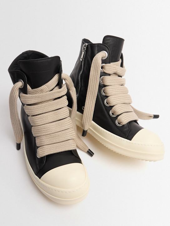 Rick Owens: Jumbolace high top leather sneakers - men_1 | Luisa Via Roma