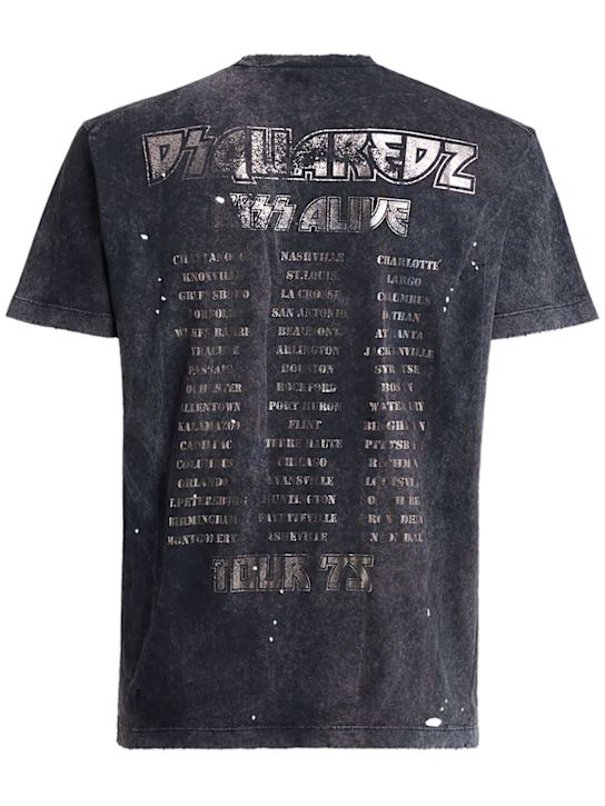 Dsquared2: Kiss embroidered cotton t-shirt - Grey - men_1 | Luisa Via Roma