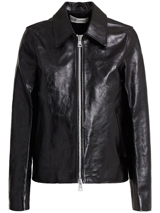Our Legacy: Leather zip-up jacket - Black - women_0 | Luisa Via Roma