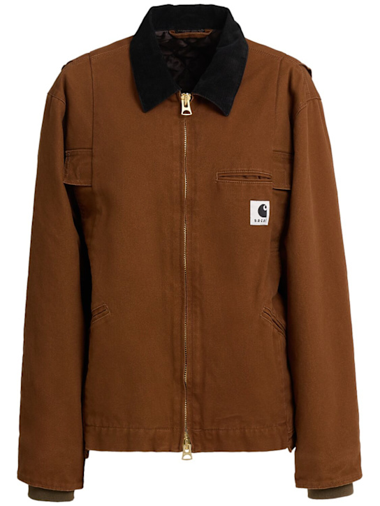 Sacai: Carhartt WIP Duck puffer jacket - Brown - women_0 | Luisa Via Roma