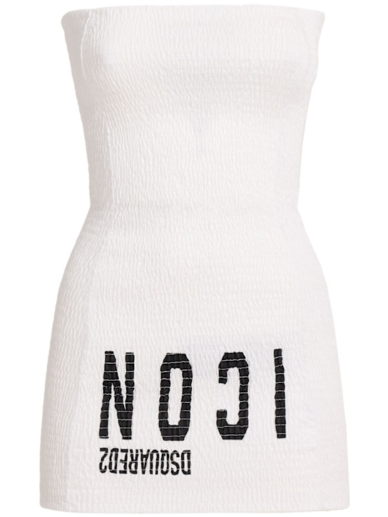 Dsquared2: Shirred strapless short dress - women_0 | Luisa Via Roma