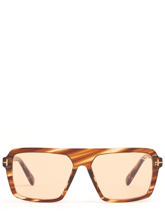 Tom Ford: Rechteckige Sonnenbrille „Vincent“ - Blonde Havana - women_0 | Luisa Via Roma