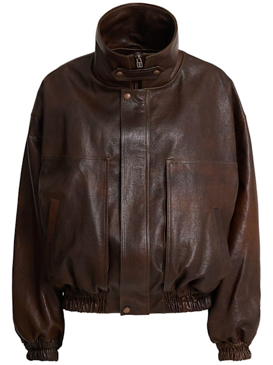 Magda Butrym: Leather high neck jacket - women_0 | Luisa Via Roma
