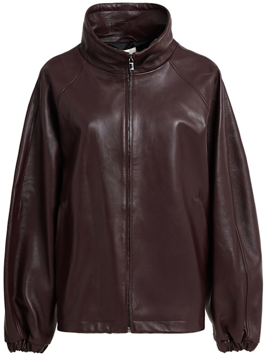 Magda Butrym: Leather bomber jacket - Burgundy - women_0 | Luisa Via Roma