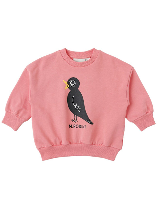 Mini Rodini: Printed cotton crewneck sweatshirt - ピンク - kids-girls_0 | Luisa Via Roma