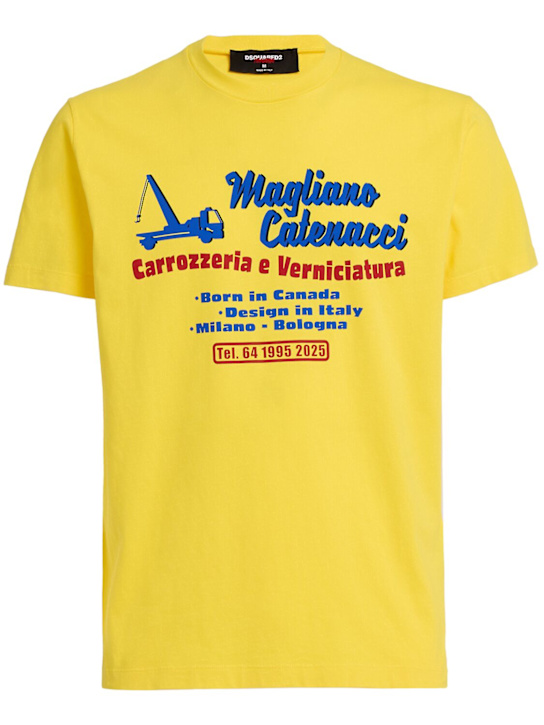 Dsquared2: T-Shirt aus Baumwolle im Cool Fit „Magliano“ - Gelb - men_0 | Luisa Via Roma