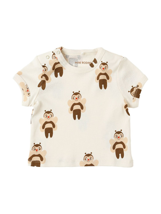 Mini Rodini: Printed cotton jersey t-shirt - Off White - kids-boys_0 | Luisa Via Roma