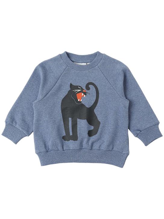 Mini Rodini: Printed cotton crewneck sweatshirt - Blue - kids-boys_0 | Luisa Via Roma