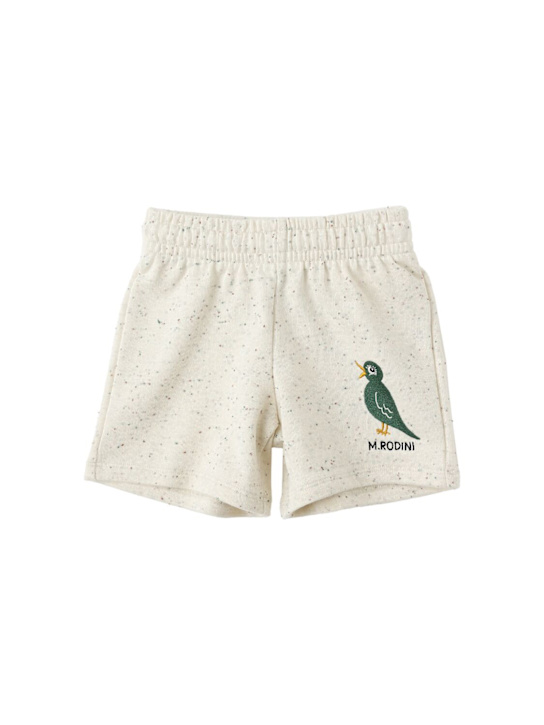 Mini Rodini: Printed cotton sweat shorts - Off White - kids-boys_0 | Luisa Via Roma