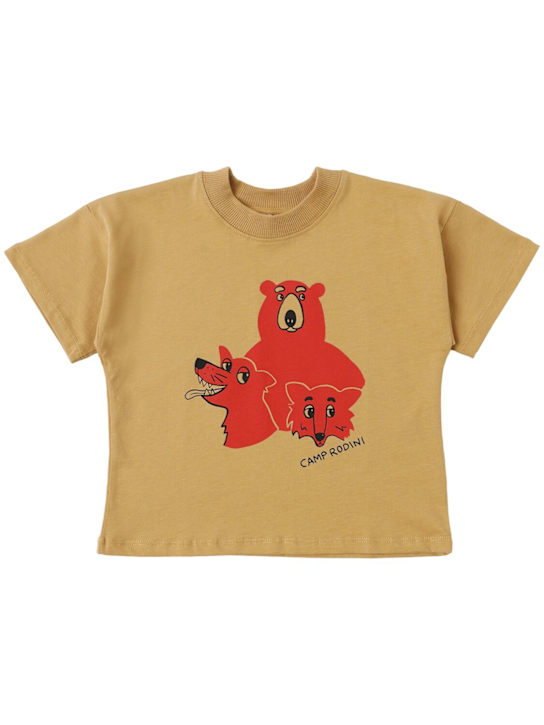 Mini Rodini: Printed cotton jersey t-shirt - Beige - kids-boys_0 | Luisa Via Roma