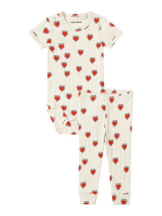 Mini Rodini: Printed jersey bodysuit & pants - Off White - kids-boys_1 | Luisa Via Roma