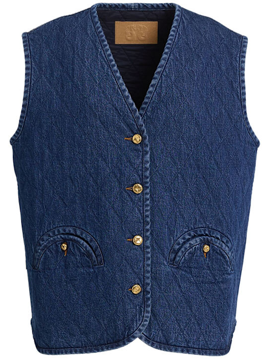 Blazé Milano: Suffolk cotton vest - Blue - women_0 | Luisa Via Roma