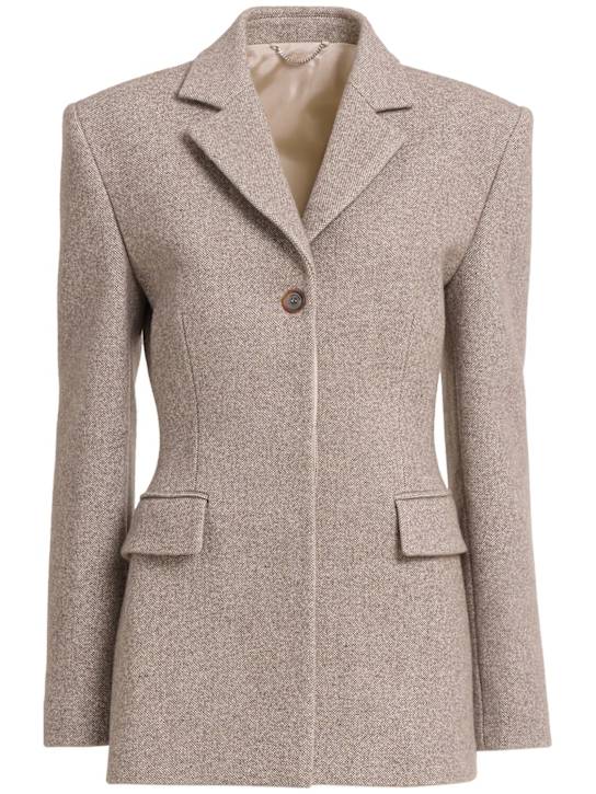 Magda Butrym: Single breast wool blend blazer - Beige - women_0 | Luisa Via Roma