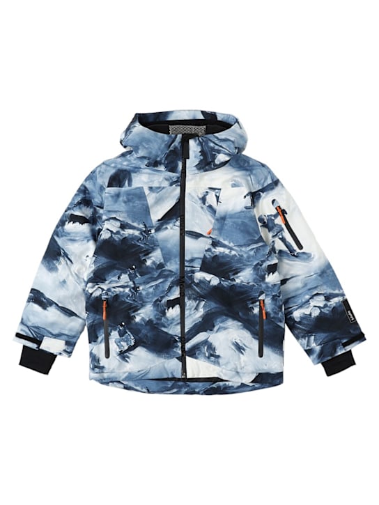 Molo: Printed recycled poly blend ski jacket - ブルー/ホワイト - kids-boys_0 | Luisa Via Roma