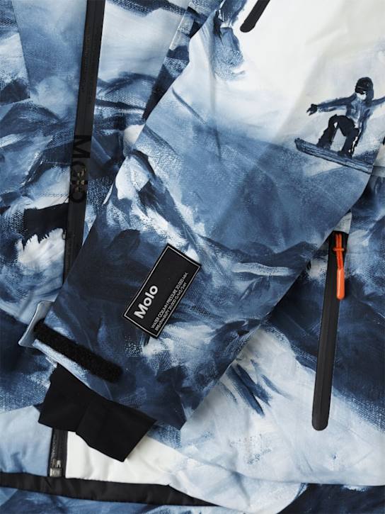 Molo: Printed recycled poly blend ski jacket - ブルー/ホワイト - kids-boys_1 | Luisa Via Roma