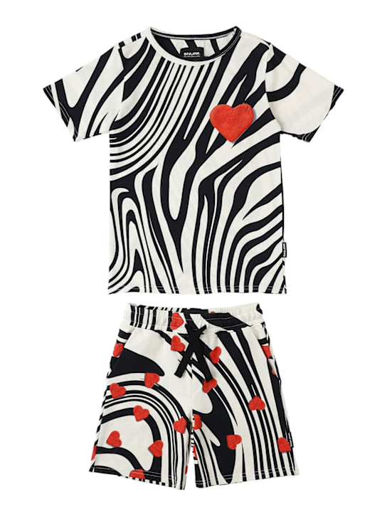 Snurk: T-SHIRT UND SHORTS AUS BIO-BAUMWOLLE MIT DRUCK - Weiß/Schwarz - kids-girls_0 | Luisa Via Roma