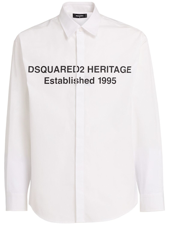 Dsquared2: Heritage logo print shirt - White - men_0 | Luisa Via Roma