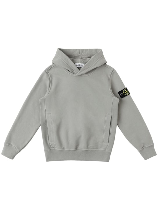 Stone Island Junior: Organic cotton sweatshirt hoodie - ダスト - kids-girls_0 | Luisa Via Roma