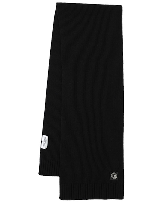 Stone Island Junior: Wool blend knit scarf - ブラック - kids-girls_0 | Luisa Via Roma