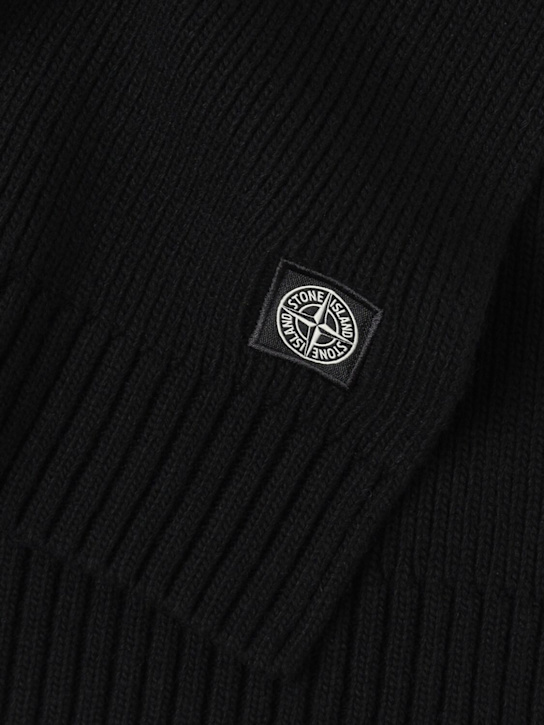 Stone Island Junior: Wool blend knit scarf - ブラック - kids-girls_1 | Luisa Via Roma