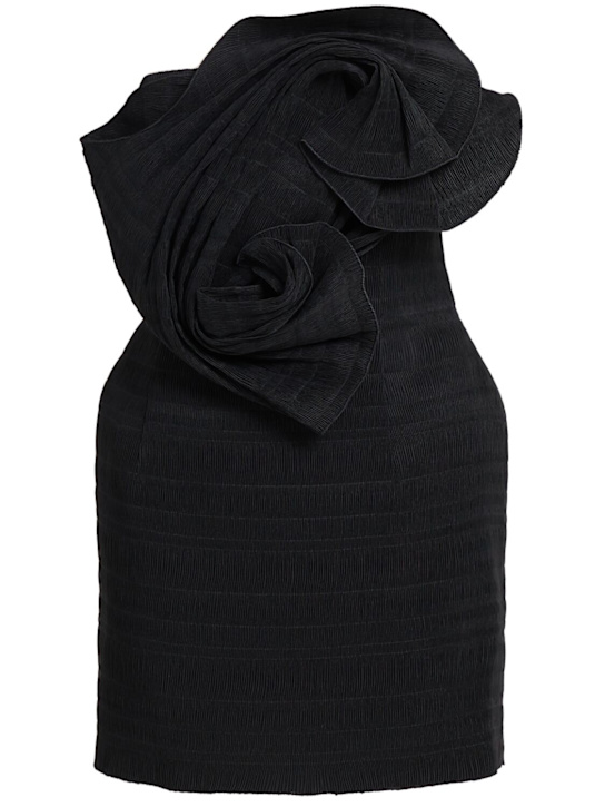 Magda Butrym: 玫瑰装饰无肩带迷你连衣裙 - 黑色 - women_0 | Luisa Via Roma