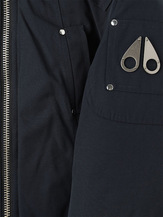 Moose Knuckles: Piumino in misto poly con cappuccio - Blu - kids-girls_1 | Luisa Via Roma