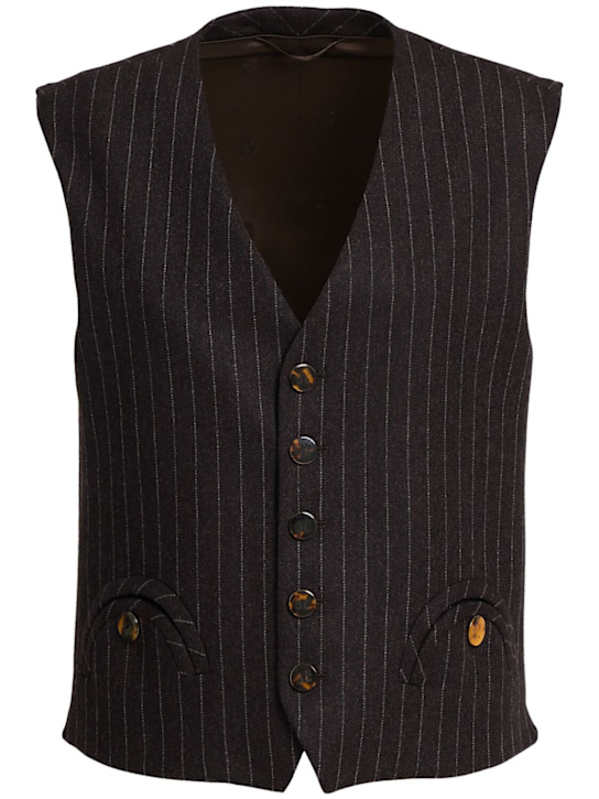 Blazé Milano: Gilet en cachemire de laine Feral - Marron Foncé - women_0 | Luisa Via Roma