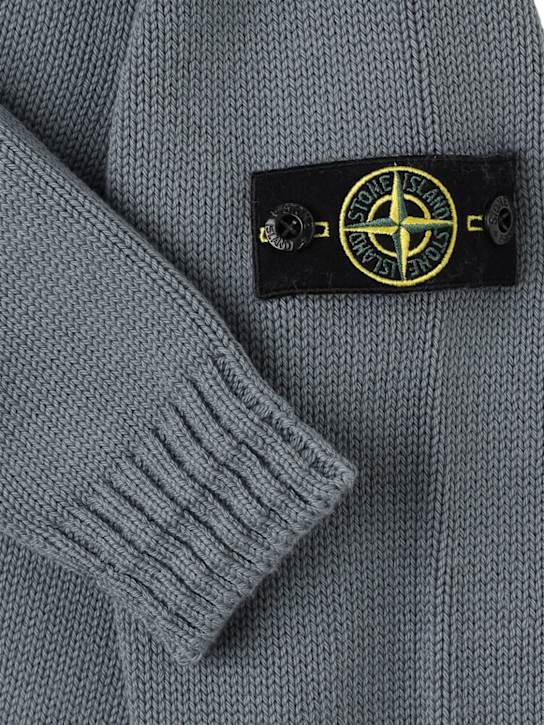 Stone Island Junior: Cotton blend knit turtleneck sweater - Dust - kids-boys_1 | Luisa Via Roma