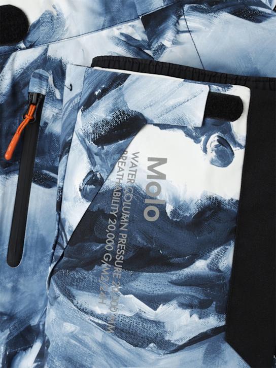 Molo: Printed recycled poly blend ski pants - ブルー/ホワイト - kids-boys_1 | Luisa Via Roma
