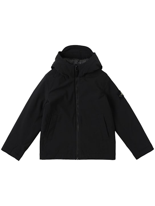 Stone Island Junior: Hooded poly soft shell jacket - Black - kids-boys_0 | Luisa Via Roma