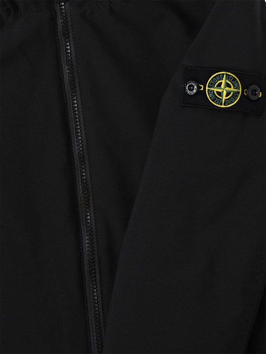 Stone Island Junior: Hooded poly soft shell jacket - Black - kids-boys_1 | Luisa Via Roma