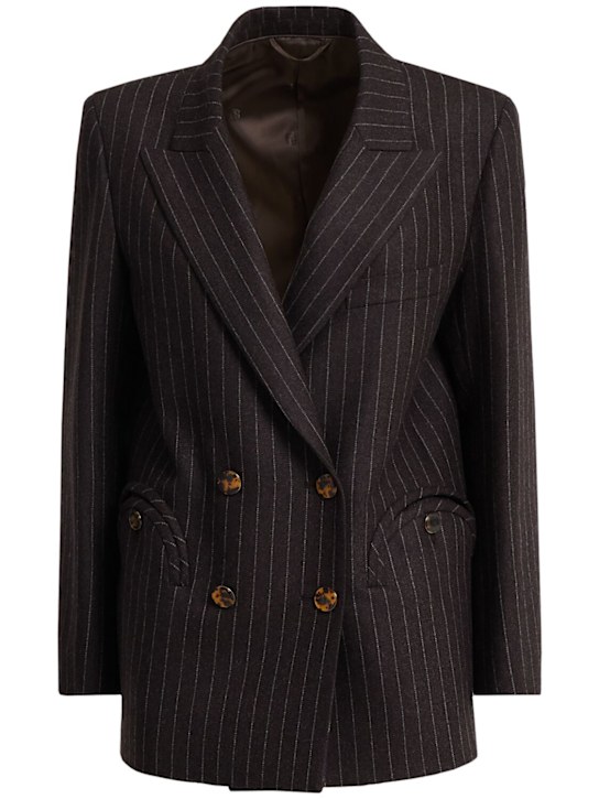 Blazé Milano: Blazer en laine et cachemire Everynight - Marron Foncé - women_0 | Luisa Via Roma