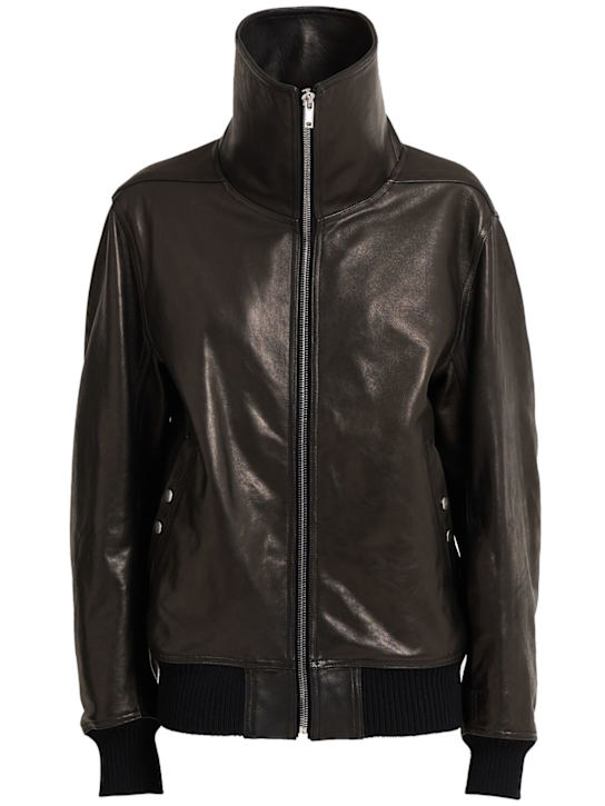 Rick Owens: Dracucollar flight leather bomber jacket - women_0 | Luisa Via Roma