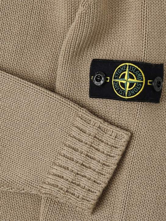 Stone Island Junior: Cotton blend knit sweater - サンド - kids-boys_1 | Luisa Via Roma
