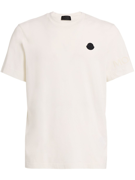 Moncler: Logo cotton t-shirt - White - men_0 | Luisa Via Roma