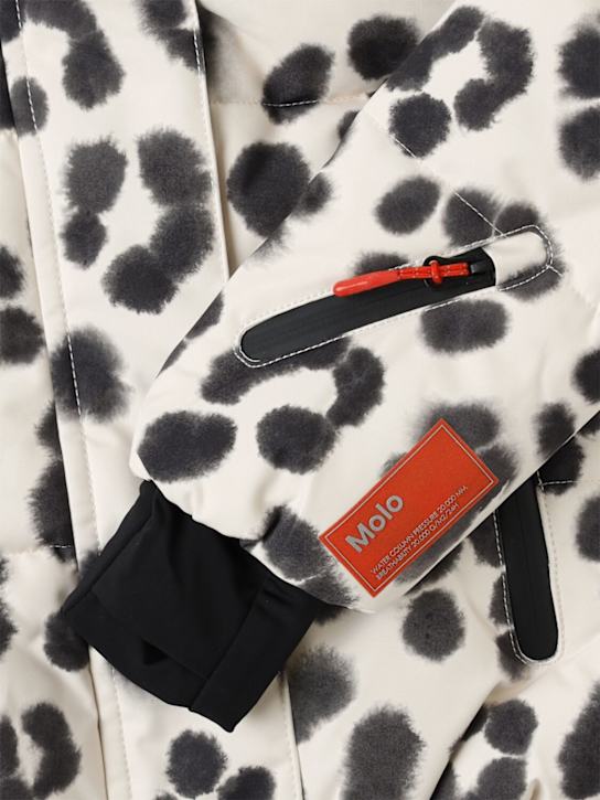 Molo: Printed recycled nylon ski jacket - ベージュ/ブラック - kids-girls_1 | Luisa Via Roma