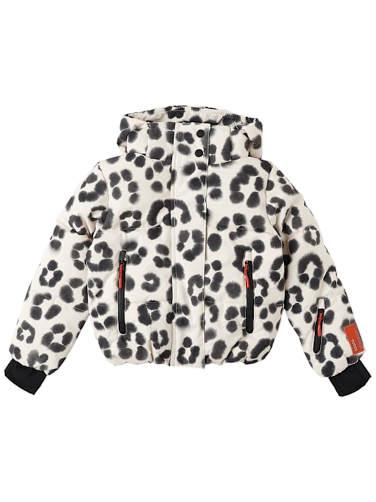 Molo: Printed recycled nylon ski jacket - ベージュ/ブラック - kids-girls_0 | Luisa Via Roma